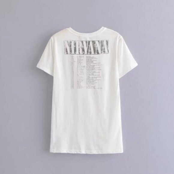 Boho 90s Nirvana Angel Tour Graphic Tee White - Picture 3 of 5